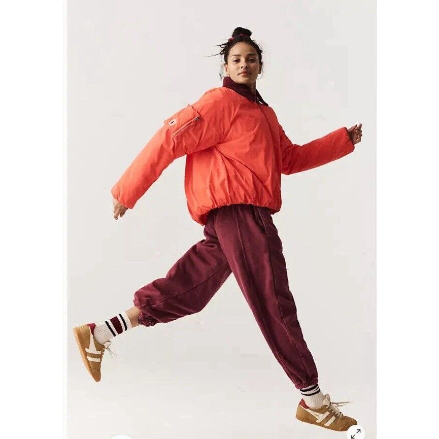 Free People Movement Jacket Women Outpost Red Oversize Puff Bomber Coat Xs Nwt